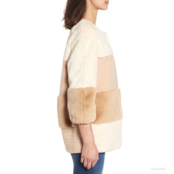 NWT BCBGeneration Faux Fur Cozy Patchwork Jacket - Picture 6 of 7